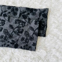 sybilla シビラ ワンピース ロング フレア Aライン 長袖 リボン ベルト 花柄 総柄 刺繍 ストレッチ 伸縮 グレー 灰 ブラック 黒 日本製 M_画像9