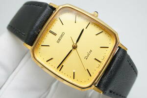 E14* operation excellent unused belt SEIKO Seiko Dolce Dolce 5E31-5A80 gold face enduring .60 Gauss men's wristwatch Gold gold stylish quartz 