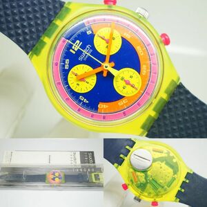 E60* работа хороший с ящиком Swatch Swatch Chrono хронограф GRAND PRIX 1991 год мужские наручные часы многоцветный модный кварц 