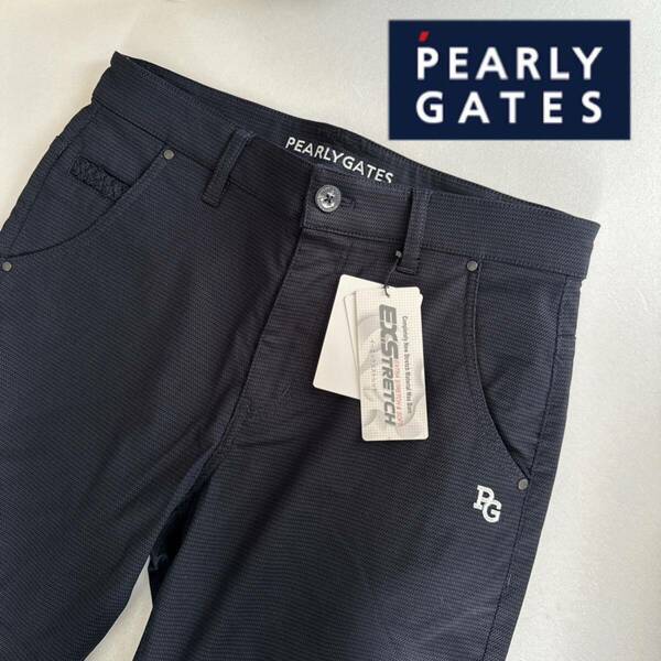 3/Sサイズ　新品/パーリーゲイツ/PEARLY GATES/メンズ/高機能/ハーフパンツ/ショートパンツ/スラック/EXストレッチ/UVケア/ネイビー