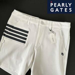 6/XL 新品定価36300円/PEARLY GATES パーリーゲイツ 大人気/4ラインシリーズ/ハイパワーストレッチ メンズ ショートパンツ ハーフパンツ/白