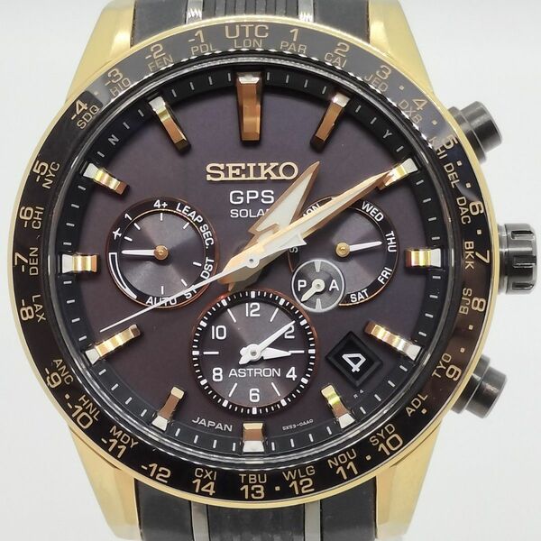 【美品】SEIKOセイコーSBXC006/5X53-0AB0アストロンデュアルタイム/箱保付きメンズ腕時計