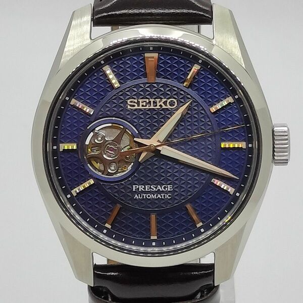【美品】 SEIKOセイコーPRESAGEプレサージュセミスケルトンSARX099箱保付メンズ腕時計