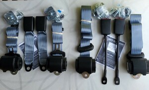  Rover Mini seat belt full set gray 3 point hoisting type left right front and back set / one stand amount new goods 