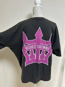 【 RODEO CROWNS★ロデオクラウンズ】半袖Tシャツ・ゆったりライン・スミクロ・Fサイズ