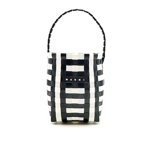 送料無料 超美品 マルニ MARNI ハンドバッグ かごバッグ 鞄 M00332 M00IW ポッド ウーブン 黒系 白系 レディース