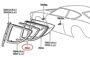 S30Z用新品-クオーター ガラス ウェザー(2) 日産純正品 三角窓アウター 左右セット フェアレディZ/S31Z/240Z/DATSUN ウェザーストリップ