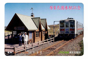 *JR Hokkaido * Кусиро город книга@ линия *9904 версия (ki - 54). живые цветы .. станция память Orange Card *1 дыра использованный 