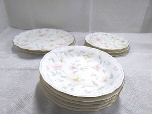 g_t W898 アンティーク　NARUMI ナルミ　皿色々　大皿小皿深皿　3種10枚セット お花柄