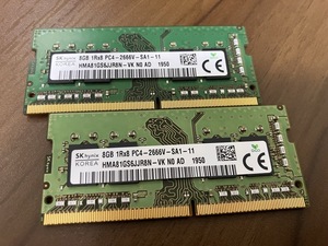 【中古】PC4-2666V 8GB×2枚 16GB