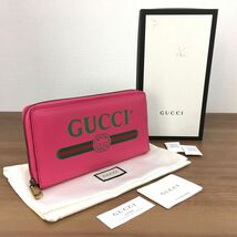 ☆送料無料☆ 未使用品 GUCCI ジップウォレット ピンク レザー 496317 シェリー ギフトにも！ 320_画像1