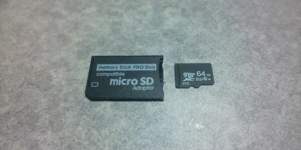 microSDカード64GB、メモリースティック Pro Duoアダプターセット