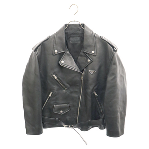 PRADA プラダ Nappa Leather Biker Jacket 58967A ナッパレザー バイカージャケット ダブルライダースジャケット ブラック レディース