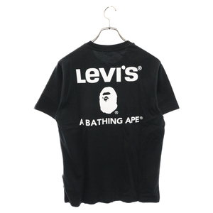 A BATHING APE アベイシングエイプ × Levis フロント刺繍ロゴ 半袖Tシャツ ブラック