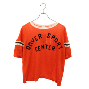 VINTAGE ヴィンテージ 50～60S DOVER SPORTS CENTER ドーバースポーツセンター フロッキーロゴ刺繍 半袖Tシャツ カットソー オレンジ