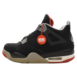 NIKE ナイキ AIR JORDAN 4 RETRO FIRE RED-CEMENT エアジョーダン4 レトロ ブレッド ハイカットスニーカー ブラック US9/27.0cm 308497-060