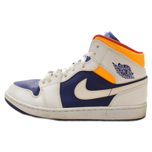 NIKE ナイキ AIR JORDAN 1 MID エアジョーダン1 ミッドカットスニーカー ホワイト/ブルー/イエロー 554724-131 US12/30cm_画像1