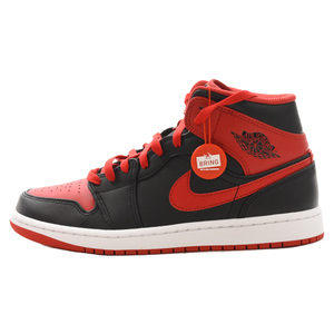 ナイキ Air Jordan 1 Mid Bred Toe エアジョーダン1 ミッド ブレッドトゥ ハイカットスニーカー ブラック/レッド US8.5/26.5cm DQ8426-060