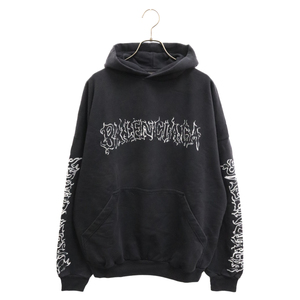 BALENCIAGA バレンシアガ Metal Logo Popover Hoody 739024 TPVO4 メタルロゴ プルオーバーパーカー フーディー ブラック