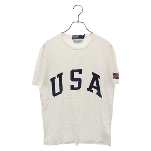 POLO RALPH LAUREN ポロラルフローレン×Ron Herman USA ロゴ クルーネック カットソー 半袖Tシャツ ホワイト