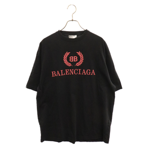 BALENCIAGA バレンシアガ BBロゴプリント 半袖Tシャツ クルーネックカットソー ブラック 492258 TYK24