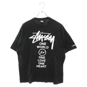 STUSSY ステューシー×FRAGMENT DESIGN ONE WORLD ONE LOVE TEE フラグメント デザイン Tシャツ 半袖カットソー ブラック