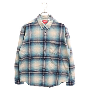 SUPREME シュプリーム 23SS Shadow Plaid Flannel Shirt シャドウプレイド ボタンダウン チェックフランネル 長袖シャツ ブルー