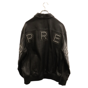SUPREME シュプリーム 18SS Studded Arc Logo Leather Jacket スタッズアーチロゴ ジップアップ レザージャケット ブラック