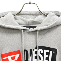 DIESEL ディーゼル S GIRK HOOD CUTYA ロゴ プリント プルオーバー フーデット スウェット パーカー グレー 00339_画像3