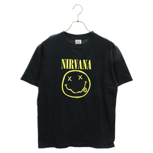 VINTAGE ヴィンテージ 00s Nirvana Smile スマイルプリント半袖Tシャツ カットソー ブラック