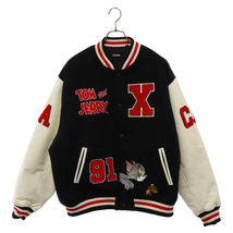 X-LARGE エクストララージ x Tom and Jerry Versity Jacket×トムアンドジェリーコラボ バーシティジャケット ブラック_画像1