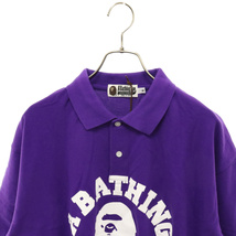 A BATHING APE アベイシングエイプ エイプヘッド 鹿の子 半袖ポロシャツ パープル_画像3