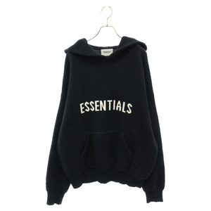 FOG Essentials フィアオブゴッド エッセンシャル FRONT LOGO KNIT HOODIE フロントロゴニットプルオーバーパーカー フーディー ブラック