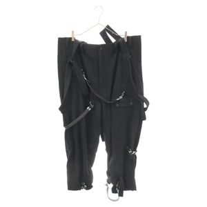ヨウジヤマモト プールオム 21AW suspender-strap Trousers HX-P39-118 ホックベルト付き サスペンダーパンツ ブラック