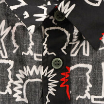 BLACK COMME des GARCONS ブラックコムデギャルソン Reverse S/S Shirts リバースプリント ロゴ総柄 半袖シャツ ネイビー 1Q-B011_画像4