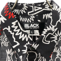 BLACK COMME des GARCONS ブラックコムデギャルソン Reverse S/S Shirts リバースプリント ロゴ総柄 半袖シャツ ネイビー 1Q-B011_画像3