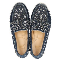 CHRISTIAN LOUBOUTIN クリスチャンルブタン YACHT SPIKES FLAT DENIM ヨット スパイクスタッズデニムスリッポン ブルー スニーカー_画像5