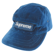 SUPREME シュプリーム 20AW Velvet Camp Cap ボックスロゴ ベルベット キャンプ ベロア キャップ ブルー_画像1