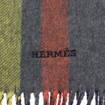 HERMES エルメス ECHARPE COLLEGE ロゴ刺繍 カシミヤ リバーシブル マフラー マルチカラー_画像3