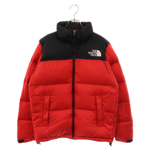 THE NORTH FACE ザノースフェイス NUPTSE JACKET ヌプシ ロゴ刺繍 ジップアップ ダウンジャケット レッド ND91841