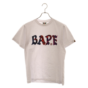 A BATHING APE アベイシングエイプ ロゴカモプリント 半袖Tシャツ カットソー ホワイト