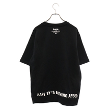 AAPE BY A BATHING APE エーエイプバイアベイシングエイプ エイプヘッド ラバーロゴ 半袖スウェットTシャツ カットソー ブラック_画像2