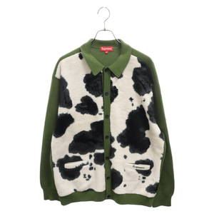 SUPREME シュプリーム 21AW Cow Print Cardigan カウ プリント ニットカーディガン シャツ グリーン/ホワイト 総柄