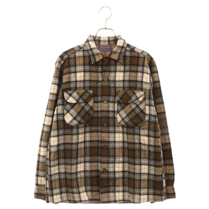 PENDLETON ペンドルトン 50s VINTAGE ヴィンテージ チェック ウール 長袖シャツ ブラウン