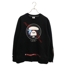 A BATHING APE アベイシングエイプ フロントプリント サイドジップ クルーネック スウェット トレーナー ブラック AAPSWM3455XXB_画像1