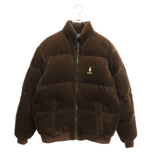 RALPH LAUREN ラルフローレン×Palace Corduroy Down Jacket パレス コーデュロイ ワンポイントロゴ刺繍 ダウンジャケット ブラウン