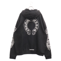 CHROME HEARTS クロムハーツ Horseshoe Pullover Hoodie ホースシュー クロス バックプリント プルオーバーパーカー ブラック_画像2