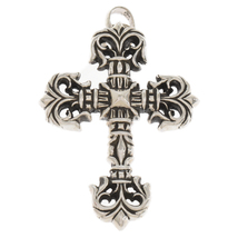 CHROME HEARTS クロムハーツ FILIG CROSS-SM W BALE フィリグリークロスS Wベイル シルバーネックレストップ_画像1