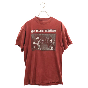 VINTAGE ヴィンテージ 90s rage against the machine レイジアゲインストザマシーン プリント クルーネック半袖カットソーTシャツ レッド