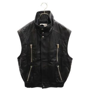 CELINE セリーヌ 22AW SLEEVELESS JACKET IN SOFT LAMBSKIN 2EC49280D ソフトラムスキン ノースリーブ レザー ジャケット ブラック